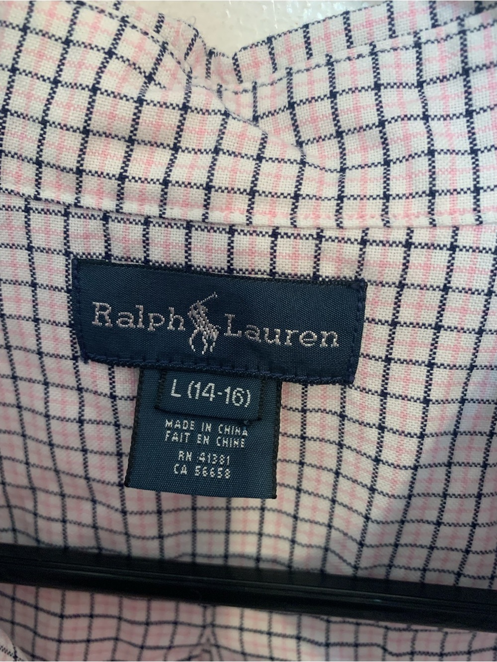 Ralph Lauren Pink and Navy Windowpane Button-Down Shirt